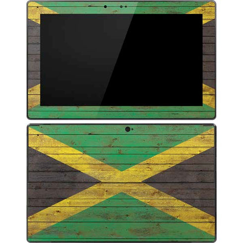 Jamaican Flag Dark Wood Surface Pro Tablet Skin